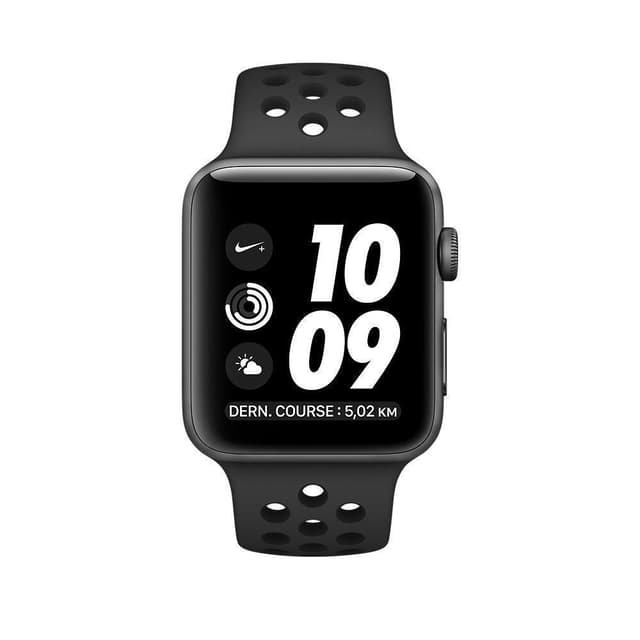 Apple Watch (Series 2) 42 mm - Alumiini - Armband Sport Nike Musta