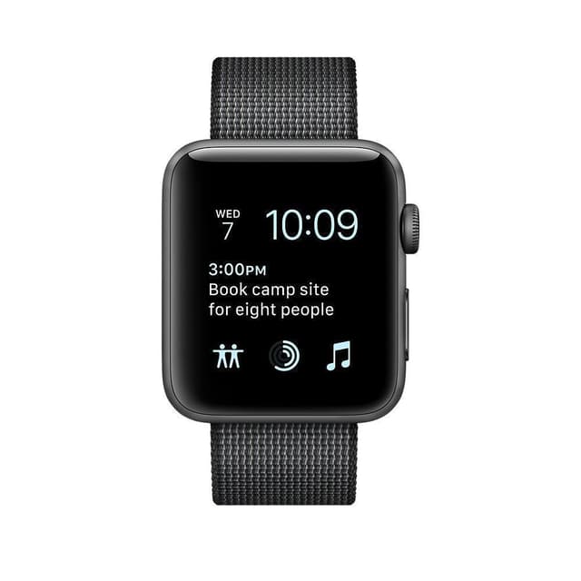 Apple Watch (Series 4) GPS 44 mm - Alumiini Tähtiharmaa - Armband Sport loop Musta