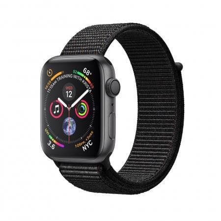 Apple Watch (Series 4) Syyskuu 2018 44 mm - Alumiini Tähtiharmaa - Armband Sport loop Musta