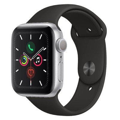 Apple Watch (Series 5) GPS 44 mm - Alumiini Hopea - Armband Sport loop Musta