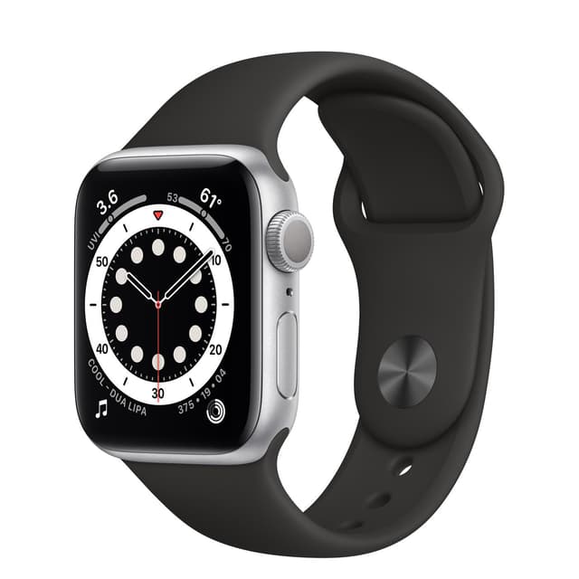 Apple Watch (Series 6) Syyskuu 2020 40 mm - Alumiini Hopea - Armband Sport loop Musta