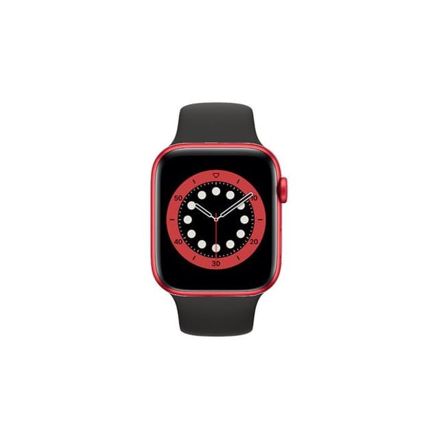 Apple Watch (Series 6) GPS 44 mm - Alumiini Punainen - Armband Sport loop Musta