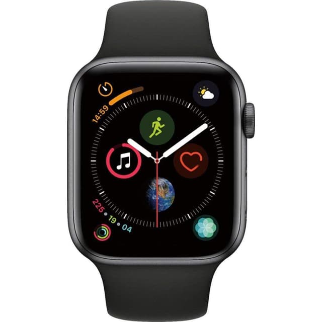 Apple Watch (Series 4) GPS + Cellular 44 mm - Alumiini Tähtiharmaa - Sport band Musta
