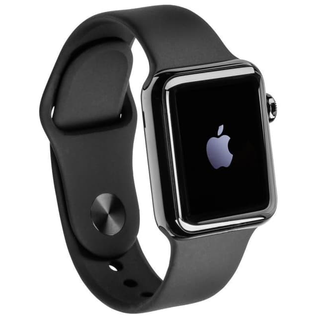 Apple Watch (Series 1) 42 mm - Ruostumaton teräs Musta - Armband Sport loop Hopea