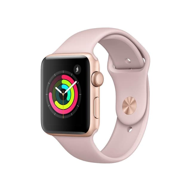 Apple Watch (Series 3) GPS 42 mm - Alumiini Kulta - Armband Sport loop Pinkki hiekka
