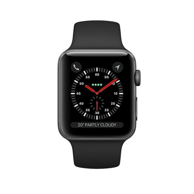 Apple Watch (Series 3) GPS 42 mm - Alumiini Musta - Armband Sport loop Musta