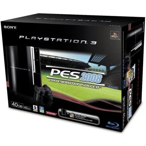 Konsoli Sony PlayStation 3 40GB +1 Ohjain + Pro Evolution Soccer 2008 - Musta